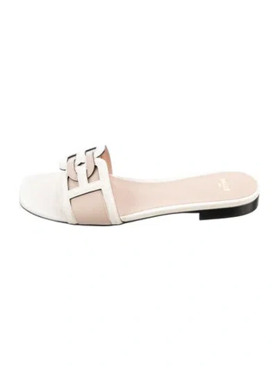 Pre-owned Bally Leather Slides In Neutrals/white