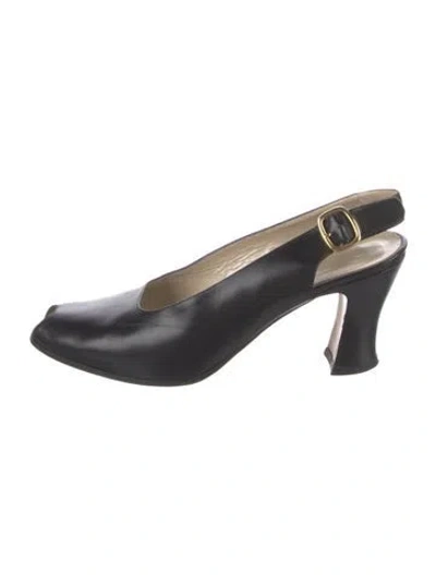 Pre-owned Bally Leather Slingback Pumps In Blue