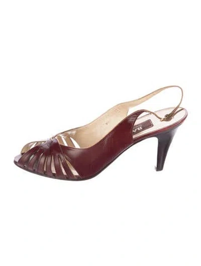 Pre-owned Bally Leather Slingback Pumps In Burgundy