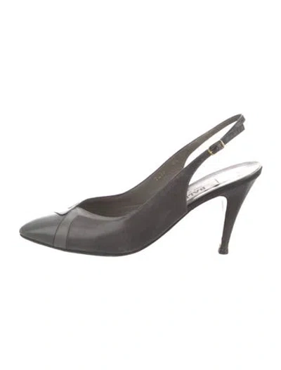 Pre-owned Bally Leather Slingback Pumps In Gray