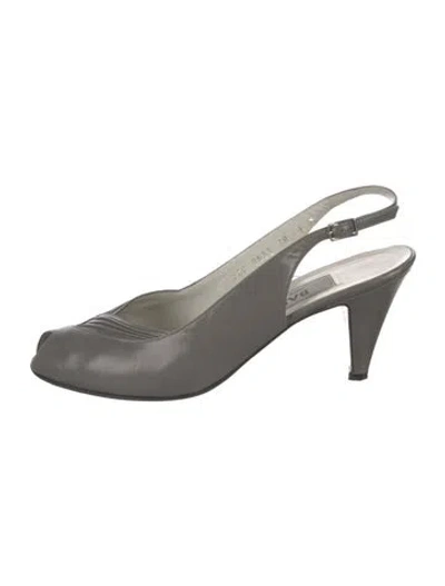 Pre-owned Bally Leather Slingback Pumps In Grey