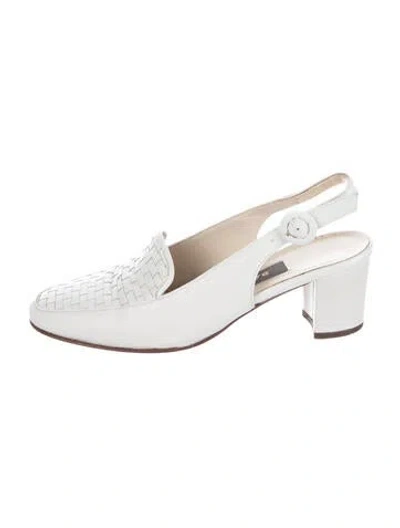 Pre-owned Bally Leather Slingback Pumps In White