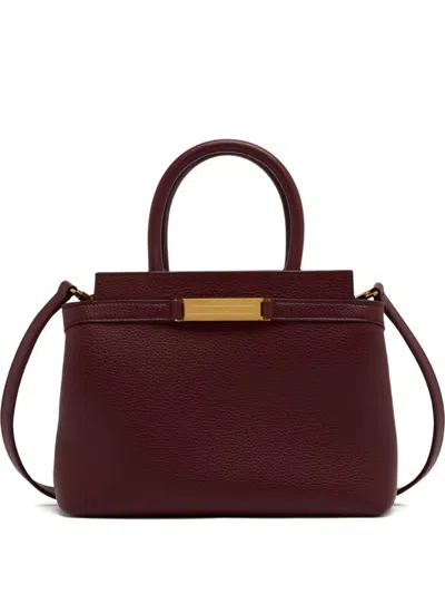 Bally Leather Small Tote Bag In Burgundy