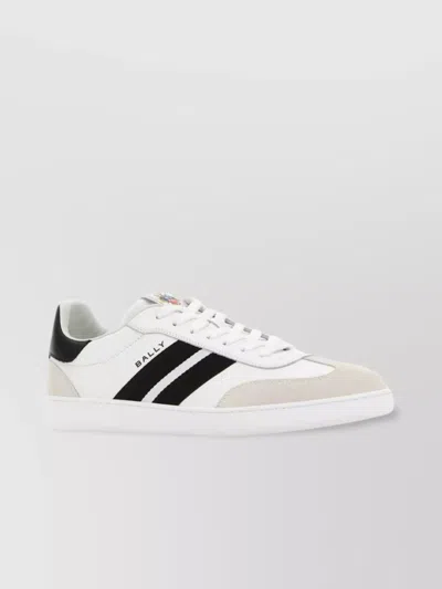 Bally Leather Sneakers With Contrast Heel Tab In White