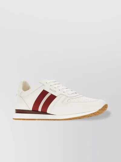 BALLY LEATHER SNEAKERS WITH CONTRASTING STRIPES AND PERFORATED TOE