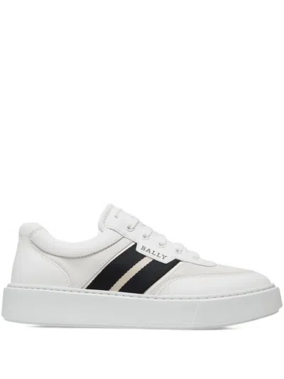 Bally Leather Stripe-detail Sneakers In White