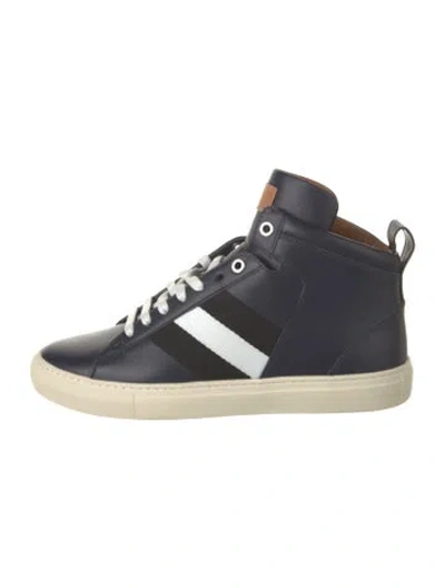 Pre-owned Bally Leather Striped Athletic Sneakers In Blue