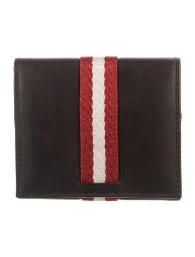 Pre-owned Bally Leather Striped Card Holder In Brown