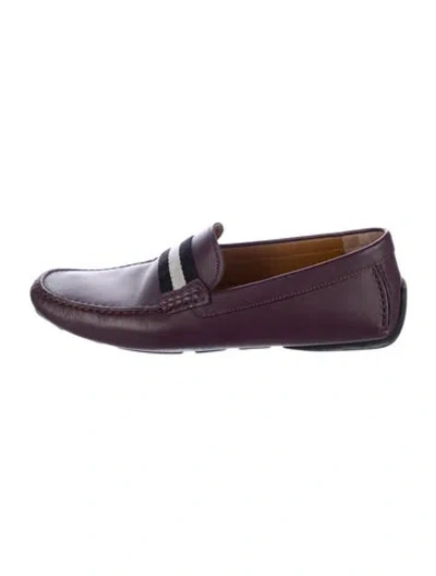 Pre-owned Bally Leather Striped Drivers In Purple
