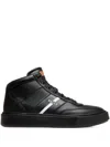 Bally Leather Striped Hi-tops Sneakers In Black