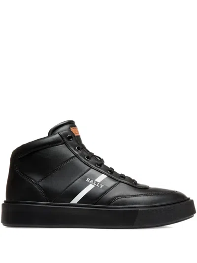 Bally Leather Striped Hi-tops Sneakers In Black