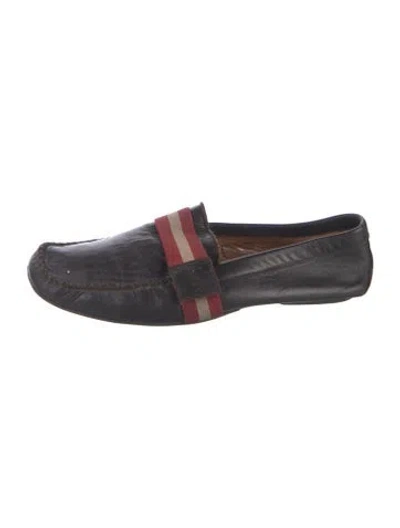 Pre-owned Bally Leather Striped Loafers In Black