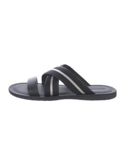 Pre-owned Bally Leather Striped Slides In Black