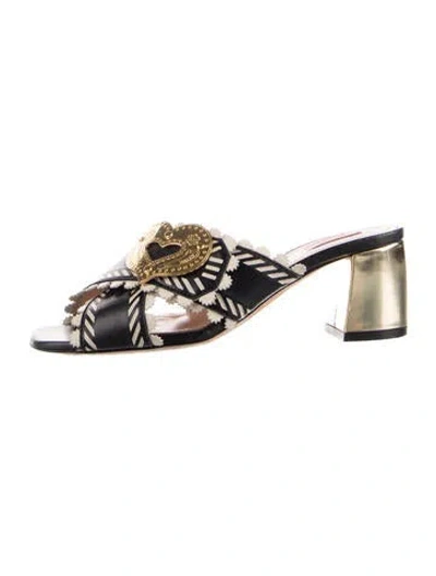 Pre-owned Bally Leather Striped Slides In Black