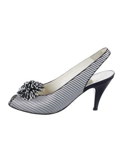 Pre-owned Bally Leather Striped Slingback Pumps In Blue/white