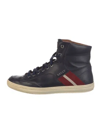 Pre-owned Bally Leather Striped Sneakers In Blue
