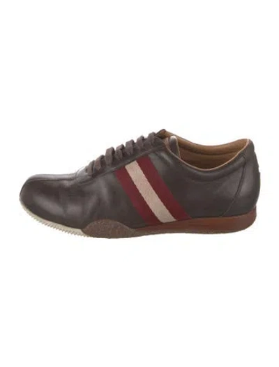 Pre-owned Bally Leather Striped Sneakers In Brown