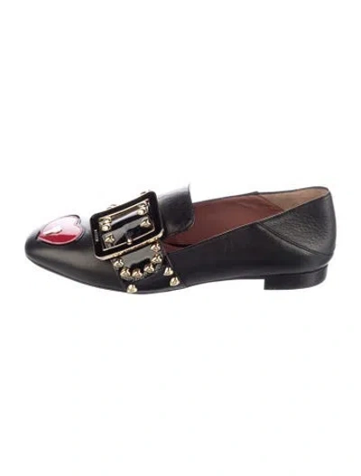 Pre-owned Bally Leather Studded Accents Loafers In Black