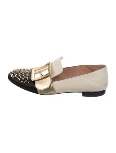 Pre-owned Bally Leather Studded Accents Loafers In Neutrals