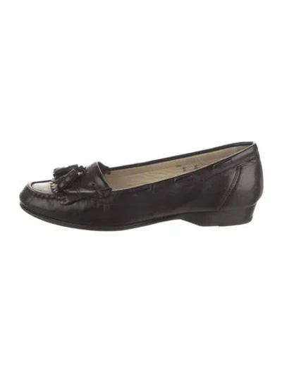 Pre-owned Bally Leather Tassel Accents Ballet Flats In Black