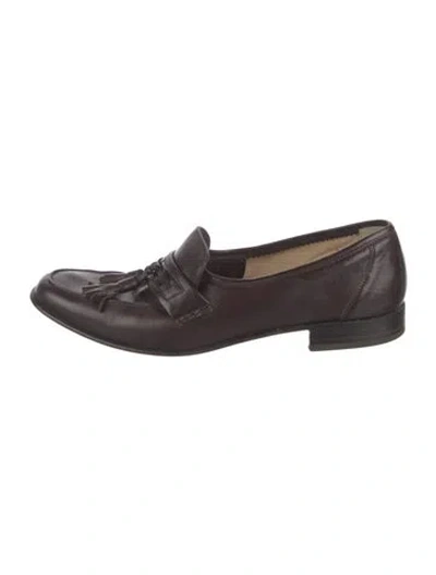 Pre-owned Bally Leather Tassel Accents Dress Loafers In Brown