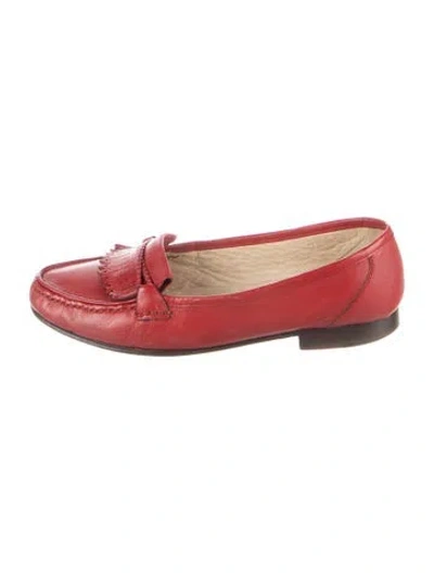 Pre-owned Bally Leather Tassel Accents Loafers In Red