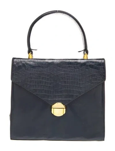 Pre-owned Bally Leather Top Handle Bag In Blue