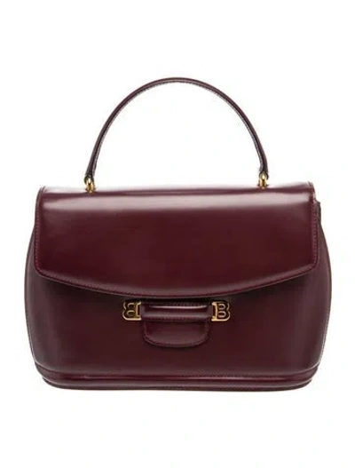 Pre-owned Bally Leather Top Handle Bag In Burgundy