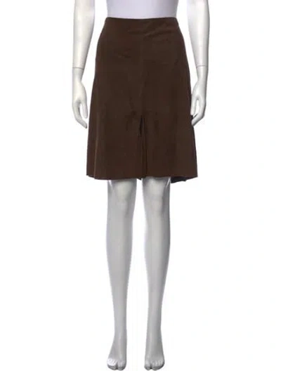 Pre-owned Bally Leather Trim Embellishment Mini Skirt In Green