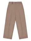 Bally Leather-trimmed Wool Trousers In Brown