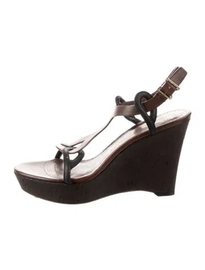 Pre-owned Bally Leather T-strap Sandals In Brown