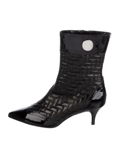 Pre-owned Bally Leather Tweed Pattern Boots In Black