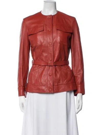 Pre-owned Bally Leather Utility Jacket In Orange