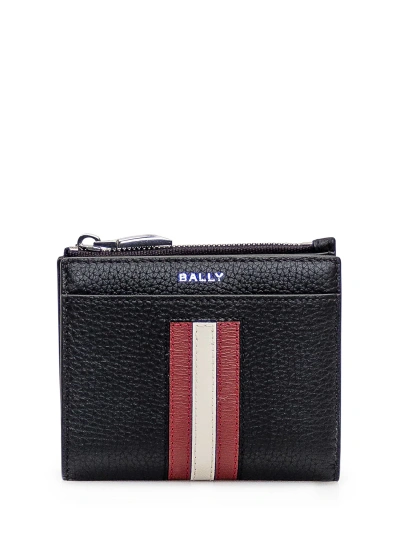 Bally Leather Wallet In Black/red+pall