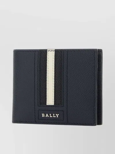 Bally Leather Wallet With Bifold Design And Stripe Band In Blue