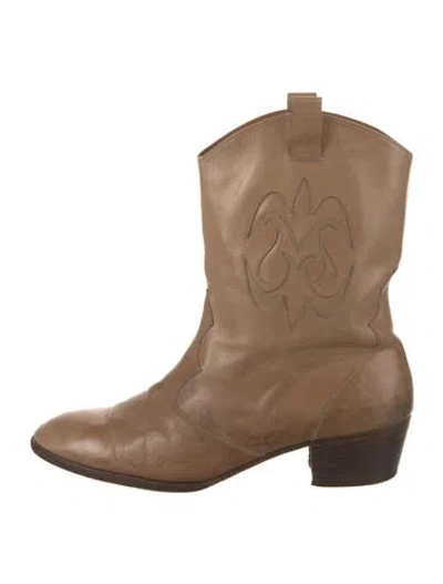 Pre-owned Bally Leather Western Boots In Neutral