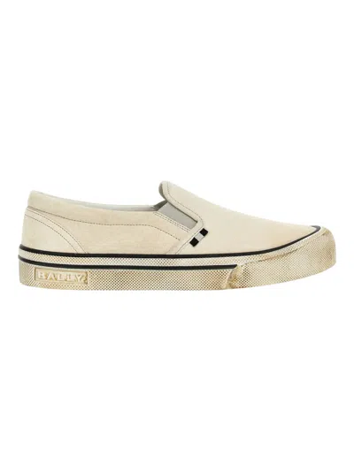 Bally Leory 6304170 Men's Bone Suede Leather Sneakers In White