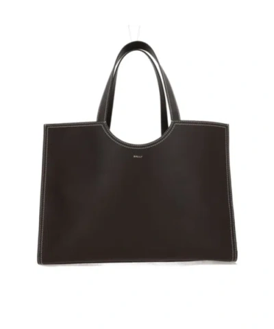 Bally Lettering Detail Tote Bag In Brown