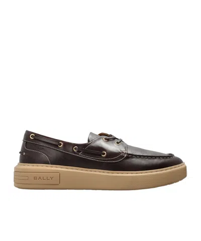 Bally Lift Leather Contrast-stitched Sneakers In Brown