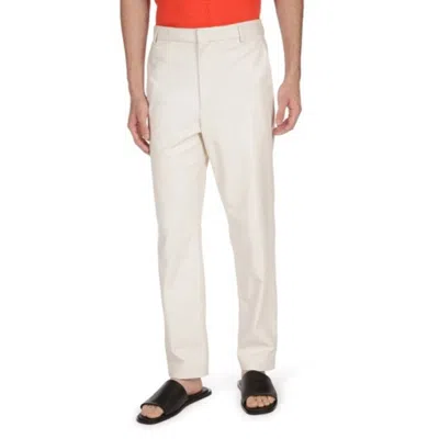 Bally Light Bone Leather Trousers In White