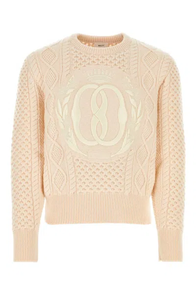 Bally Light Pink Wool Sweater In White