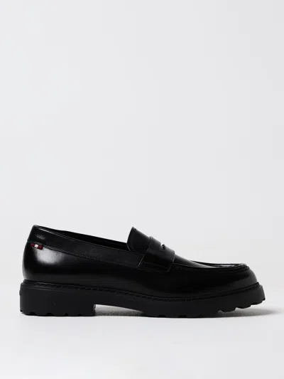 Bally Logo-debossed Almond Toe Loafers In 黑色