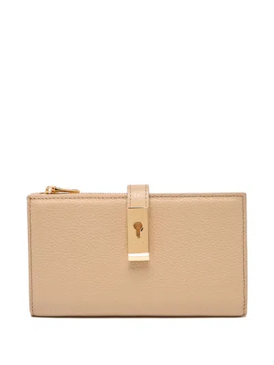 Bally Lock Grained-leather Wallet In Neutral