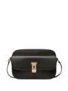 Bally Lock Me Small Crossbody Bag In Black Grained Leather