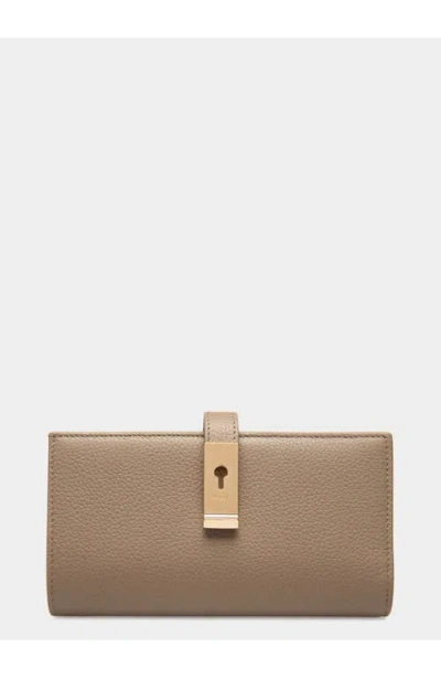 Bally Lock Me Long Wallet In Leather In Brown