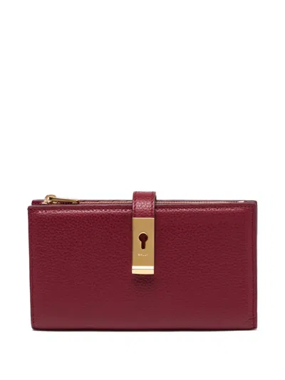 Bally Lock Me Long Wallet In Red