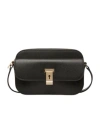 Bally Lock Me Small Crossbody Bag In Black Grained Leather In Black