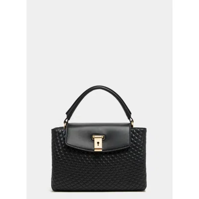 Bally Lock Me Small Top Handle Bag In Quilted Leather In Black