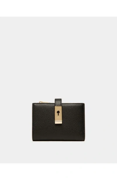 Bally Lock Me Wallet In Grained Leather In Black