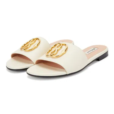 Bally Flat Sole Lambskin Leather Sandals In Beige